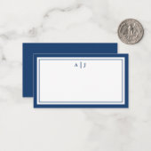シンプルミニマル海軍ブルーツモノグラ縁どム ノートカード (正面/裏面インサイチュ)