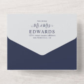 シンプルミニマル海軍ブルーボヘミアン結婚ズ オールインワン招待状 (裏面)