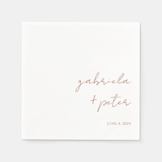 シンプルミニマル燃えたオモダンレ結婚ンジ スタンダードカクテルナプキン (正面)