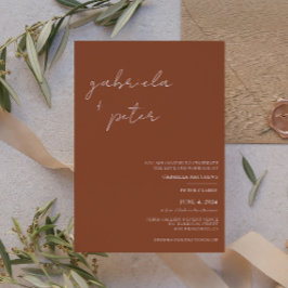 シンプルミニマル燃えたオモダンレ結婚ンジ 招待状