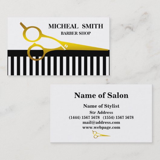 シンプルミニマル理容師店 名刺 (正面/裏面)