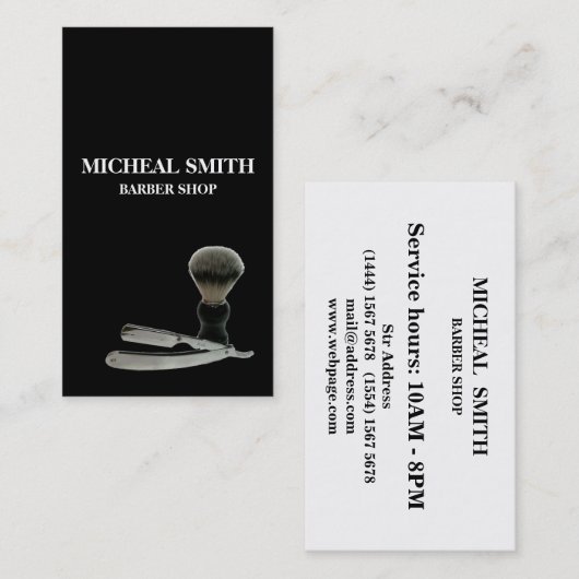 シンプルミニマル理容師店 名刺 (正面/裏面)
