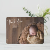 シンプルミニマル生まれたばかりのベビー写真水平Th サンキューカード (スタンド正面)