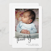 シンプルミニマル生まれたばかりのベビー写真  サンキューカード (正面/裏面)
