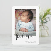 シンプルミニマル生まれたばかりのベビー写真  サンキューカード (スタンド正面)