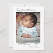 シンプルミニマル生まれたばかりのPhoto Stats誕生 案内状 (正面)