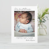 シンプルミニマル生まれたばかりのPhoto Stats誕生 案内状 (スタンド正面)