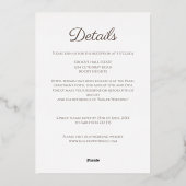 シンプルミニマル白とゴールデン結婚ズフォイル 箔招待状 (裏面)