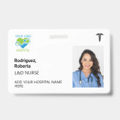 シンプルミニマル白カスタム病院職員 バッジ (Front)