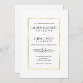 シンプルミニマル白金ゴールド縁ど結婚ズ 招待状 (正面/裏面)