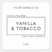 シンプルミニマル白黒キャンドルラベル スクエアシール (正面)