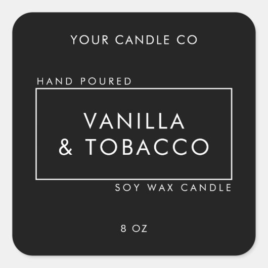 シンプルミニマル白黒キャンドルラベル スクエアシール (正面)