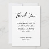 シンプルミニマル白黒スクリプ結婚ト サンキューカード (正面)
