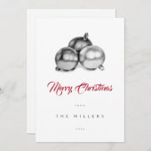 シンプルミニマル白黒スケッチクリスマス シーズンカード (正面/裏面)