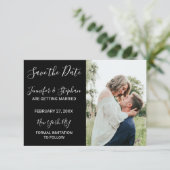 シンプルミニマル白黒タイポグラフィ セーブザデート (スタンド正面)