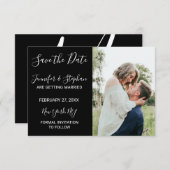 シンプルミニマル白黒タイポグラフィ セーブザデート (正面/裏面)