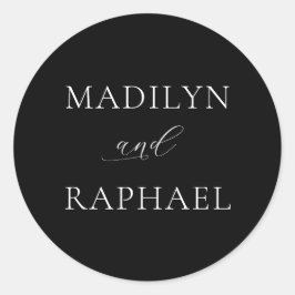 シンプルミニマル白黒パーソナライズされた結婚ズ ラウンドシール
