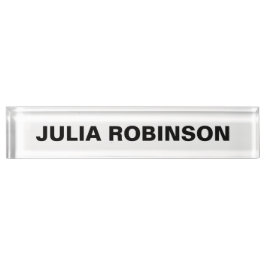 シンプルミニマル白黒パーソナライズされた デスクネームプレート