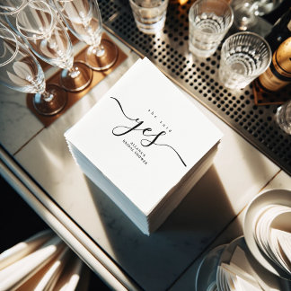 シンプルミニマル白黒ブライダルシャワー スタンダードカクテルナプキン