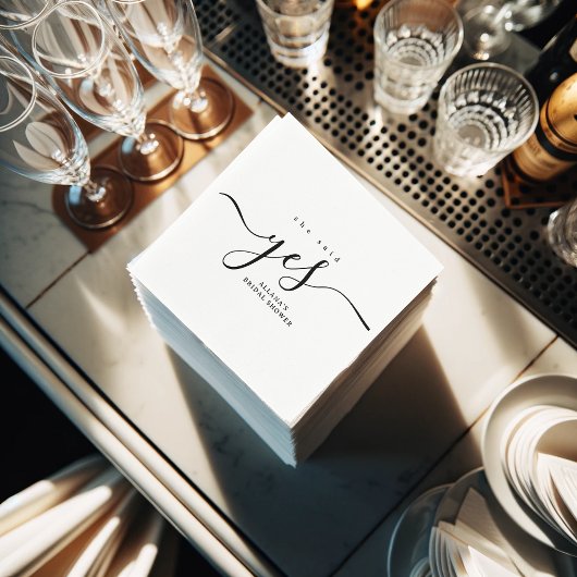 シンプルミニマル白黒ブライダルシャワー スタンダードカクテルナプキン