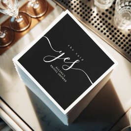 シンプルミニマル白黒ブライダルシャワー スタンダードカクテルナプキン