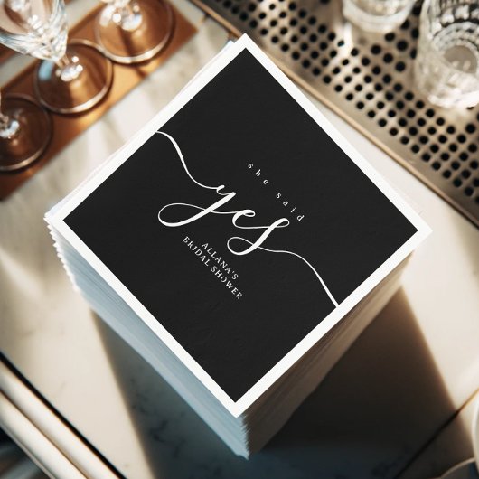 シンプルミニマル白黒ブライダルシャワー スタンダードカクテルナプキン