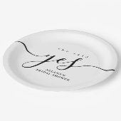 シンプルミニマル白黒ブライダルシャワー ペーパープレート (アングル)