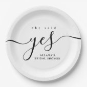 シンプルミニマル白黒ブライダルシャワー ペーパープレート (正面)