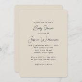 シンプルミニマル白黒モダンブライダルシャワー 招待状 (正面/裏面)