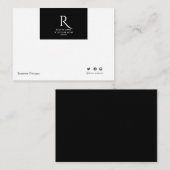 シンプルミニマル白黒モノグラムの ノートカード (正面/裏面)