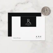 シンプルミニマル白黒モノグラムの ノートカード (正面/裏面インサイチュ)