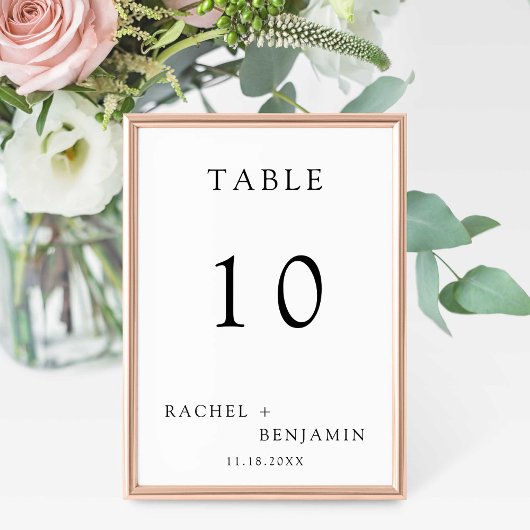 シンプルミニマル白黒結婚ズクラシック テーブルナンバー