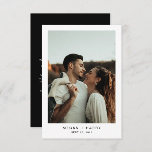 シンプルミニマル白黒結婚ズ サンキューカード (正面/裏面)