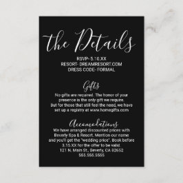 シンプルミニマル白黒結婚詳細 エンクロージャーカード