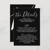 シンプルミニマル白黒結婚詳細 エンクロージャーカード (正面/裏面)