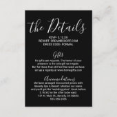 シンプルミニマル白黒結婚詳細 エンクロージャーカード (正面)