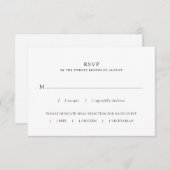 シンプルミニマル白黒食事チョイス結婚ズ 出欠カード (正面/裏面)