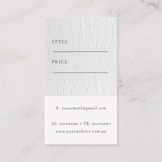 シンプルミニマル皮革テクスチャ価格ラベル名 名刺 (裏面)