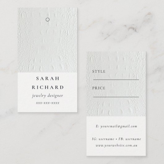 シンプルミニマル皮革テクスチャ価格ラベル名 名刺 (正面/裏面)