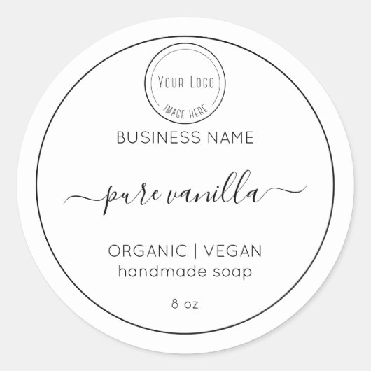 シンプルミニマル石鹸ラベルビジネステンプレート ラウンドシール (正面)