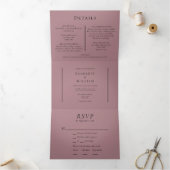 シンプルミニマル秋リーフマウヴェエンツリーRSVPの結婚RSVP 三つ折り招待状 (内部)