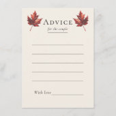 シンプルミニマル秋リーフ結婚クリーム アドバイスカード (正面)