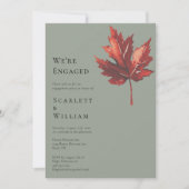 シンプルミニマル秋Sage Green写真我々は婚約した 招待状 (正面)