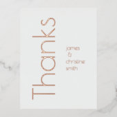 シンプルミニマル箔文字感謝していハガキ 箔招待状ポストカード (正面)