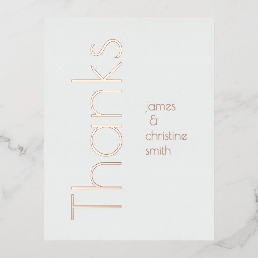 シンプルミニマル箔文字感謝していハガキ 箔招待状ポストカード (正面)