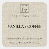 シンプルミニマル素朴エレガントBEIGE LINENロゴ スクエアシール (正面)