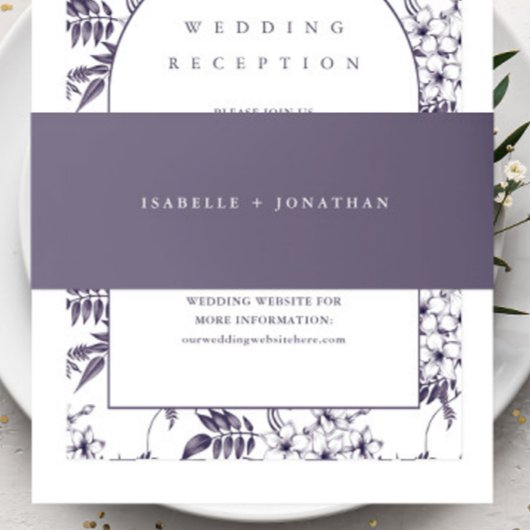 シンプルミニマル紫結婚病 招待状ベリーバンド