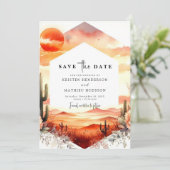 シンプルミニマル結婚サボテン セーブザデート (スタンド正面)