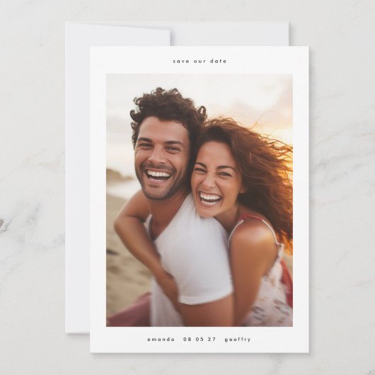 シンプルミニマル結婚フレームの写真 セーブザデート (正面)
