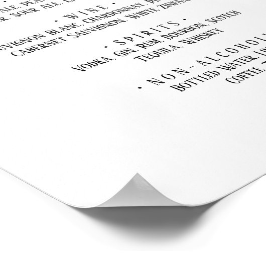 シンプルミニマル結婚リストのメニュー記号 ポスター (角)